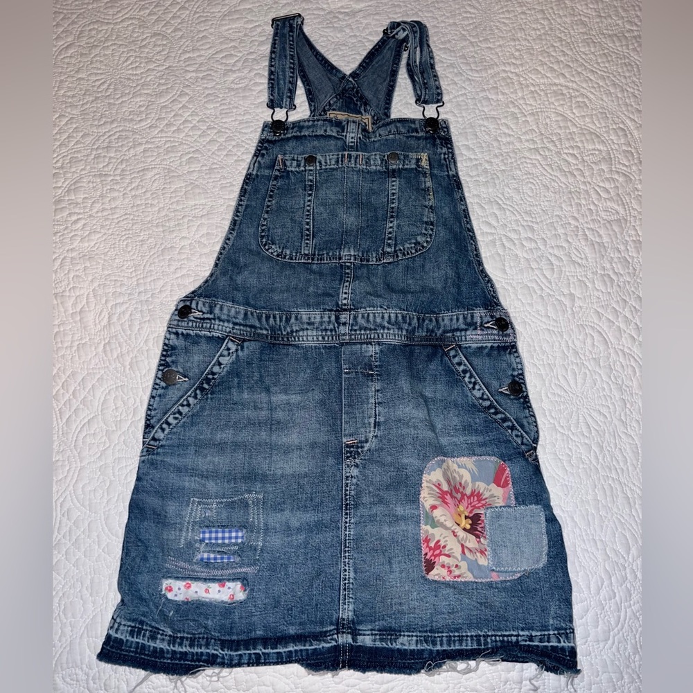 Ralph Lauren Girls Denim Overalls Dress Patchwork